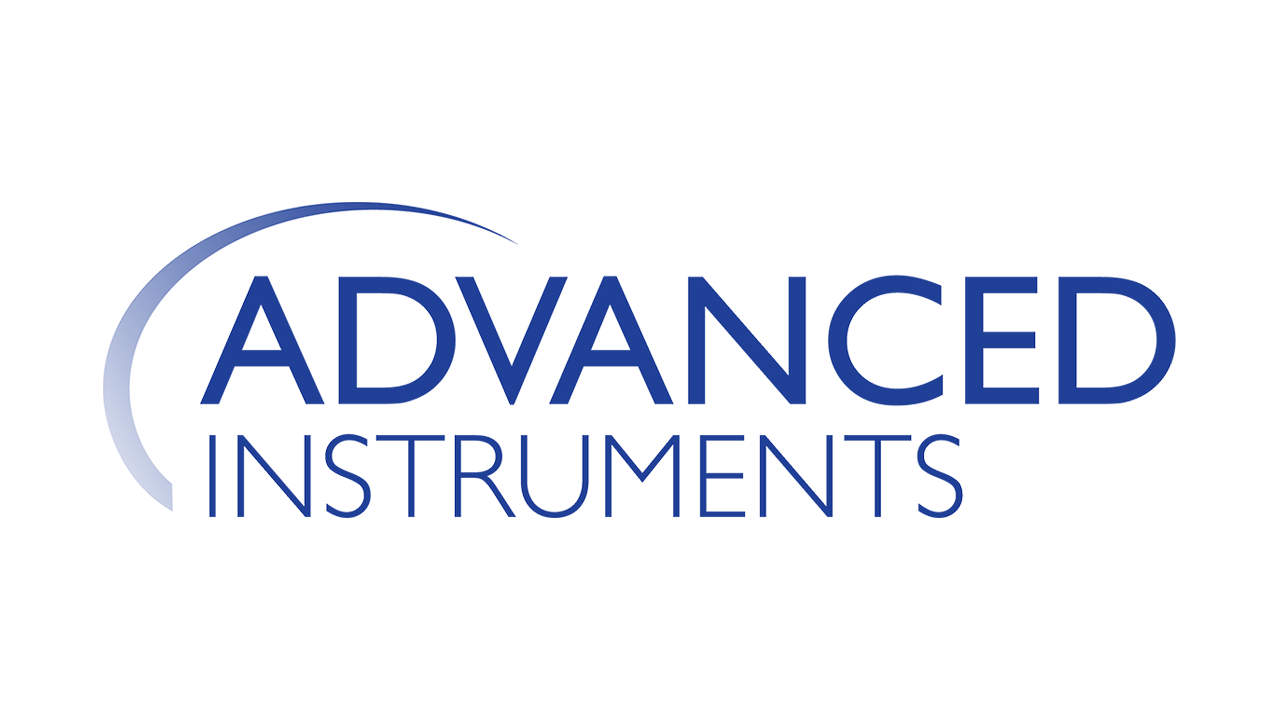 Advanced Instruments logo i blå farge.
